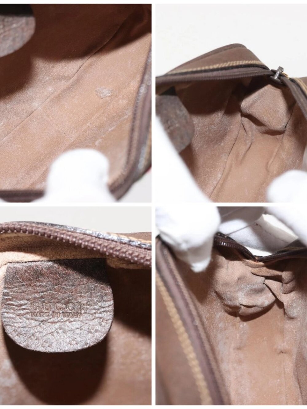GUCCI GG Supreme Web Sherry Line Bag PVC Beige 007 58 6112 4023 Auth 148252 - Picture 15 of 16